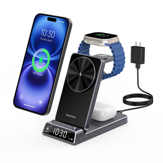 Elecdov CE19A 3 In 1 Magnetic Charging Station for Apple,Includes Charger Plug
