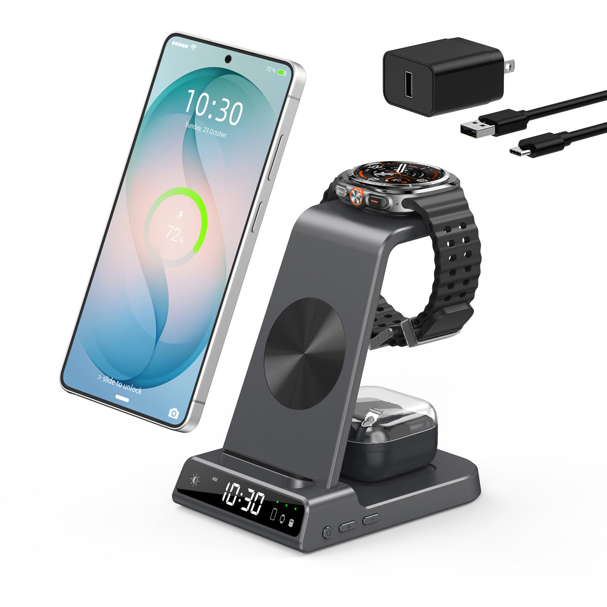 Elecdov C01 3 In 1 Magnetic Charging Station for Samsung,Includes Charger Plug