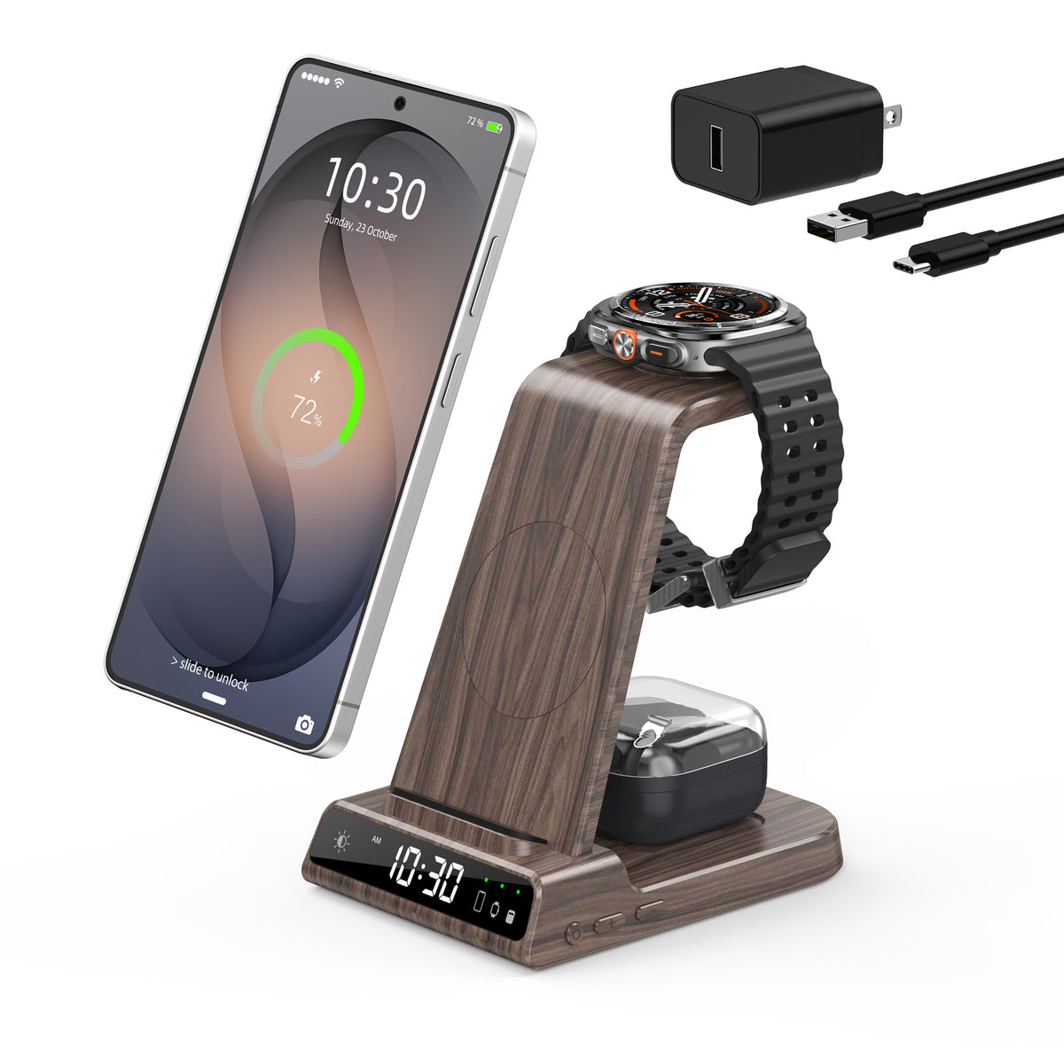 Elecdov C01 3 In 1 Magnetic Charging Station for Samsung,Includes Charger Plug