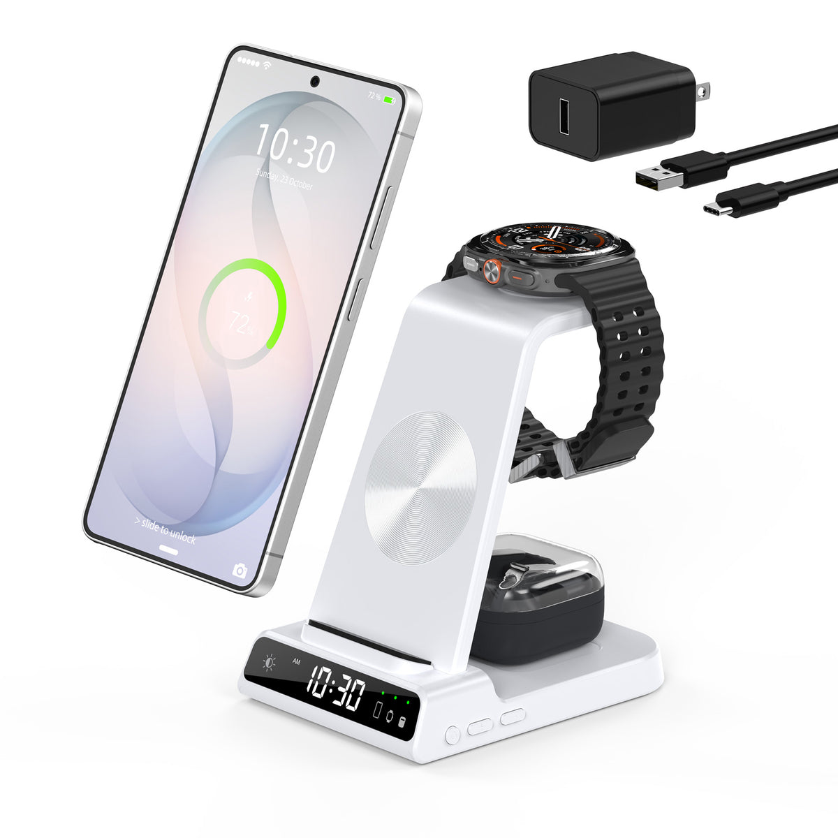 Elecdov C01 3 In 1 Magnetic Charging Station for Samsung,Includes Charger Plug
