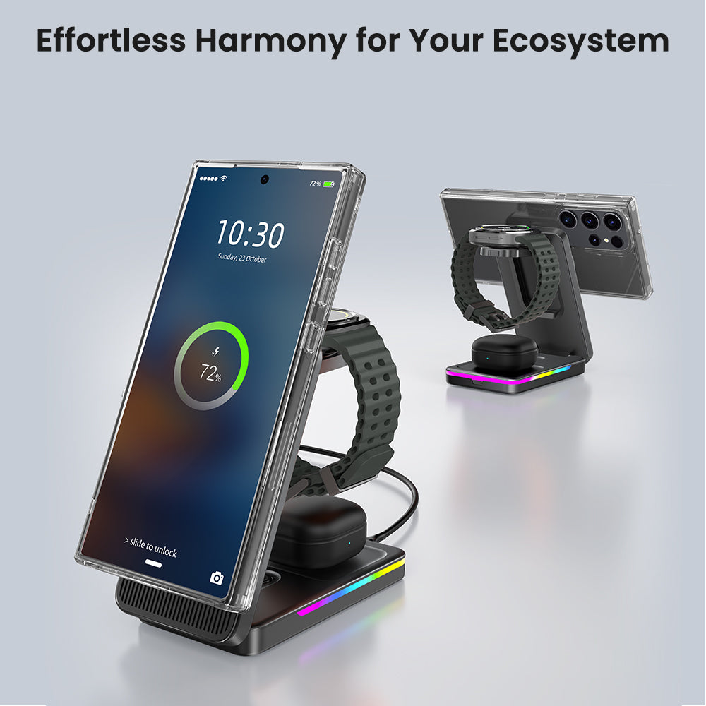 Elecdov CE06S 3-in-1 Wireless Charging can be placed horizontally or vertically