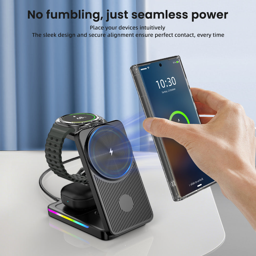 Elecdov CE06S 3-in-1 Wireless Charging Wireless Charging with Strong Magnetic Attachment