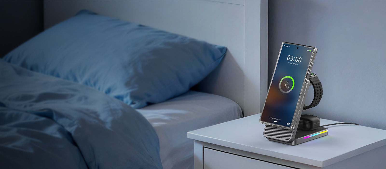 Bedside Wireless Charging with Mood Lighting