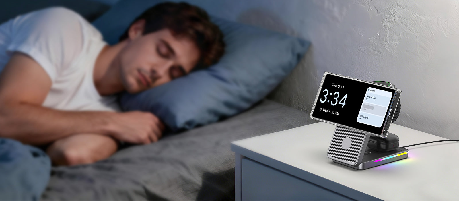 Foldable Qi2 wireless charging station with watch and headphone charging zones