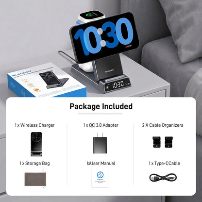 Elecdov CE19A 3 In 1 Magnetic Charging Station for Apple,Includes Charger Plug