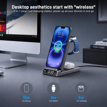 Elecdov CE19A 3 In 1 Magnetic Charging Station for Apple,Includes Charger Plug