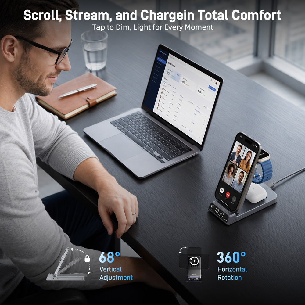 Elecdov CE19A 3 In 1 Magnetic Charging Station for Apple,Includes Charger Plug