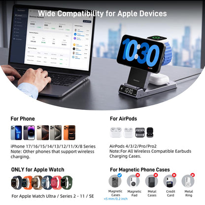 Elecdov CE19A 3 In 1 Magnetic Charging Station for Apple,Includes Charger Plug