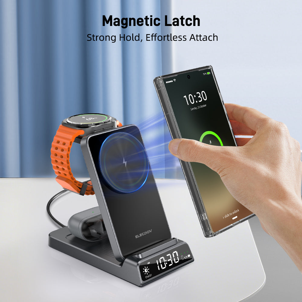 Elecdov CE19S 3-in-1 Wireless Charging Wireless Charging with Strong Magnetic Attachment