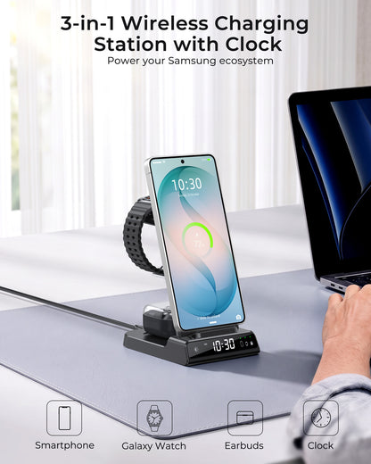 Elecdov C01 3 In 1 Magnetic Charging Station for Samsung,Includes Charger Plug
