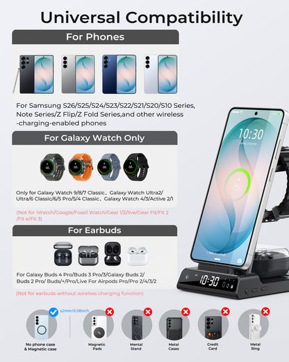 Elecdov C01 3 In 1 Magnetic Charging Station for Samsung,Includes Charger Plug