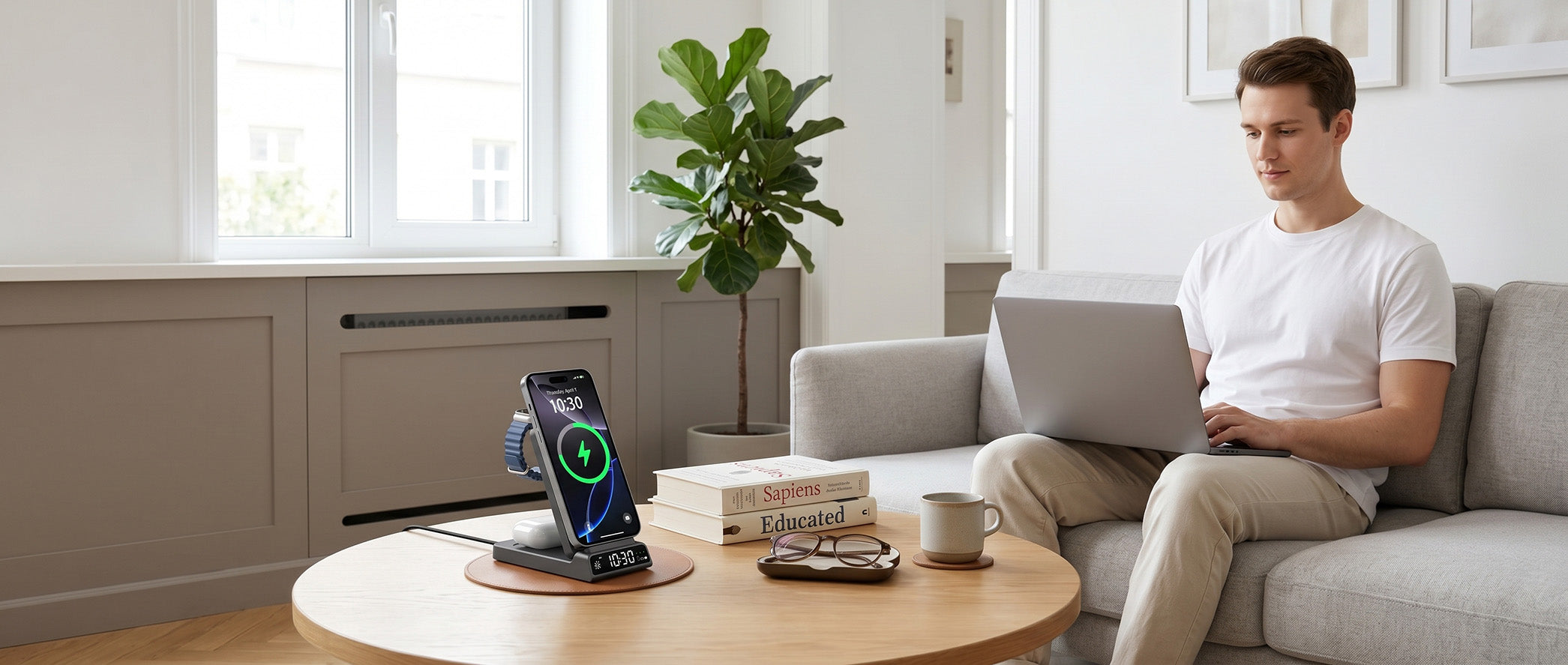 CE19A in Home Office Setup with Digital Clock