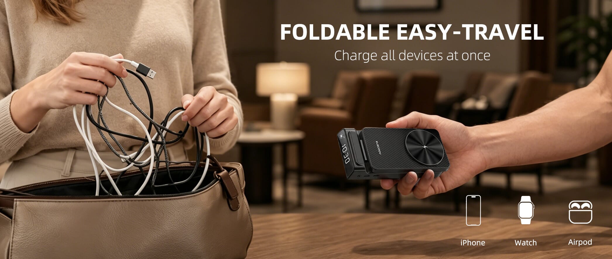 Clean home aesthetic with wireless charging eliminating cable clutter