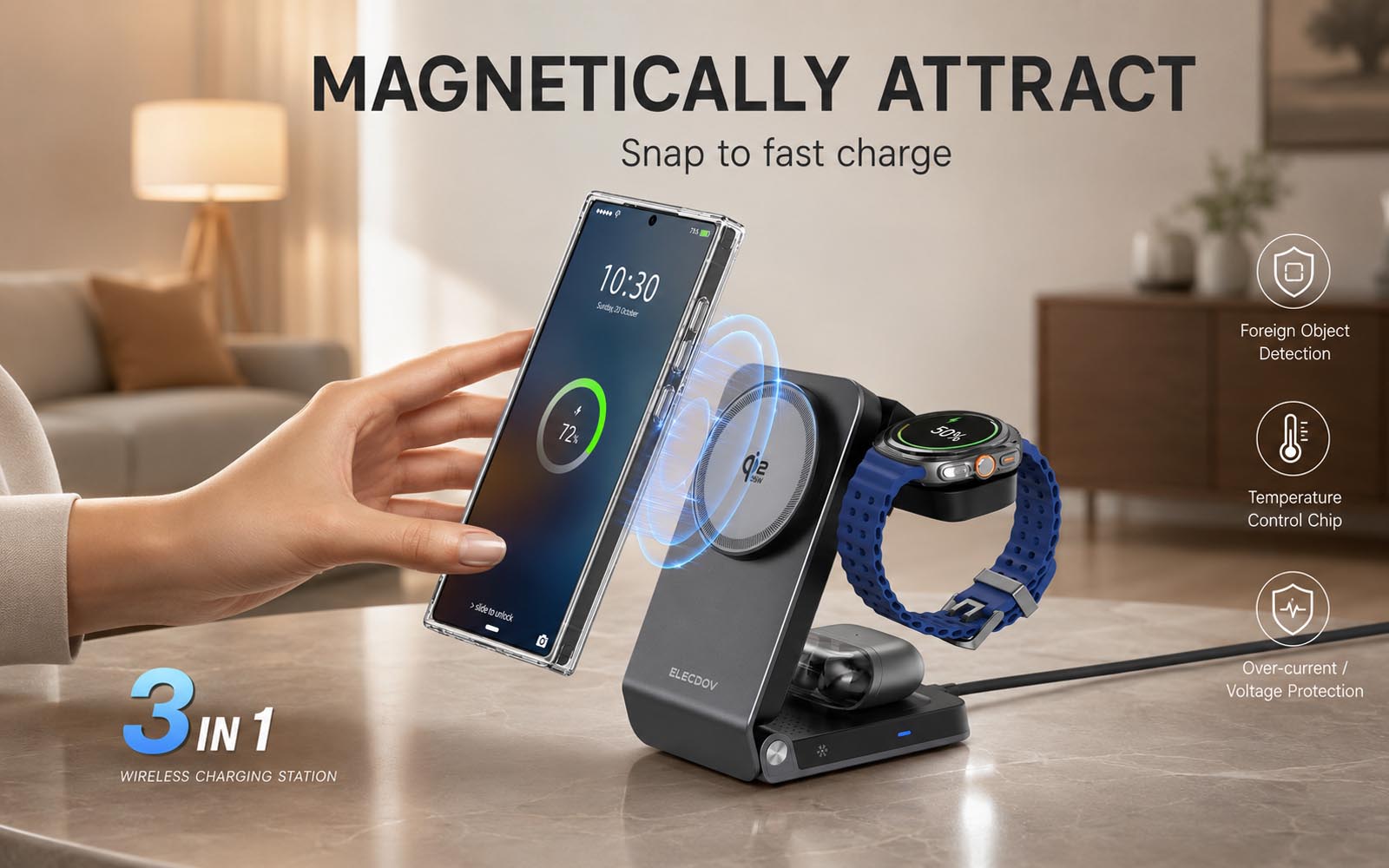 Galaxy Ecosystem Multi-Device Qi2 Charging