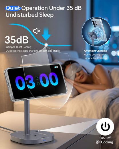 Elecdov W98S 3 In 1 Magnetic Charging Station for Samsung Qi2 Certified Charger,Includes Charger Plug