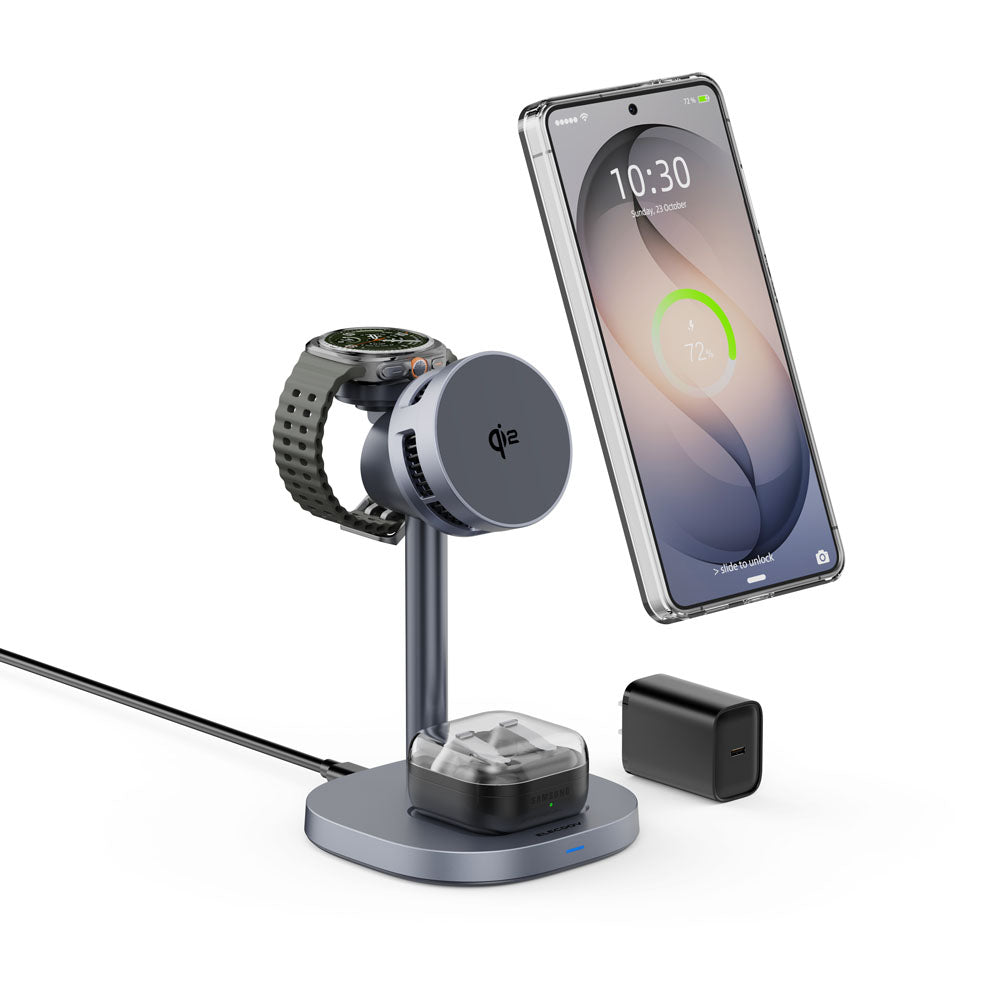 Elecdov W98S 3 In 1 Magnetic Charging Station for Samsung Qi2 Certified Charger,Includes Charger Plug