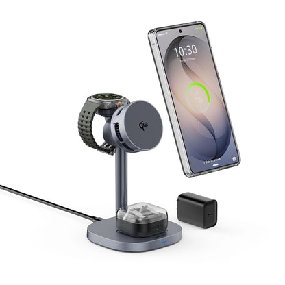Elecdov W98S 3 In 1 Magnetic Charging Station for Samsung Qi2 Certified Charger,Includes Charger Plug