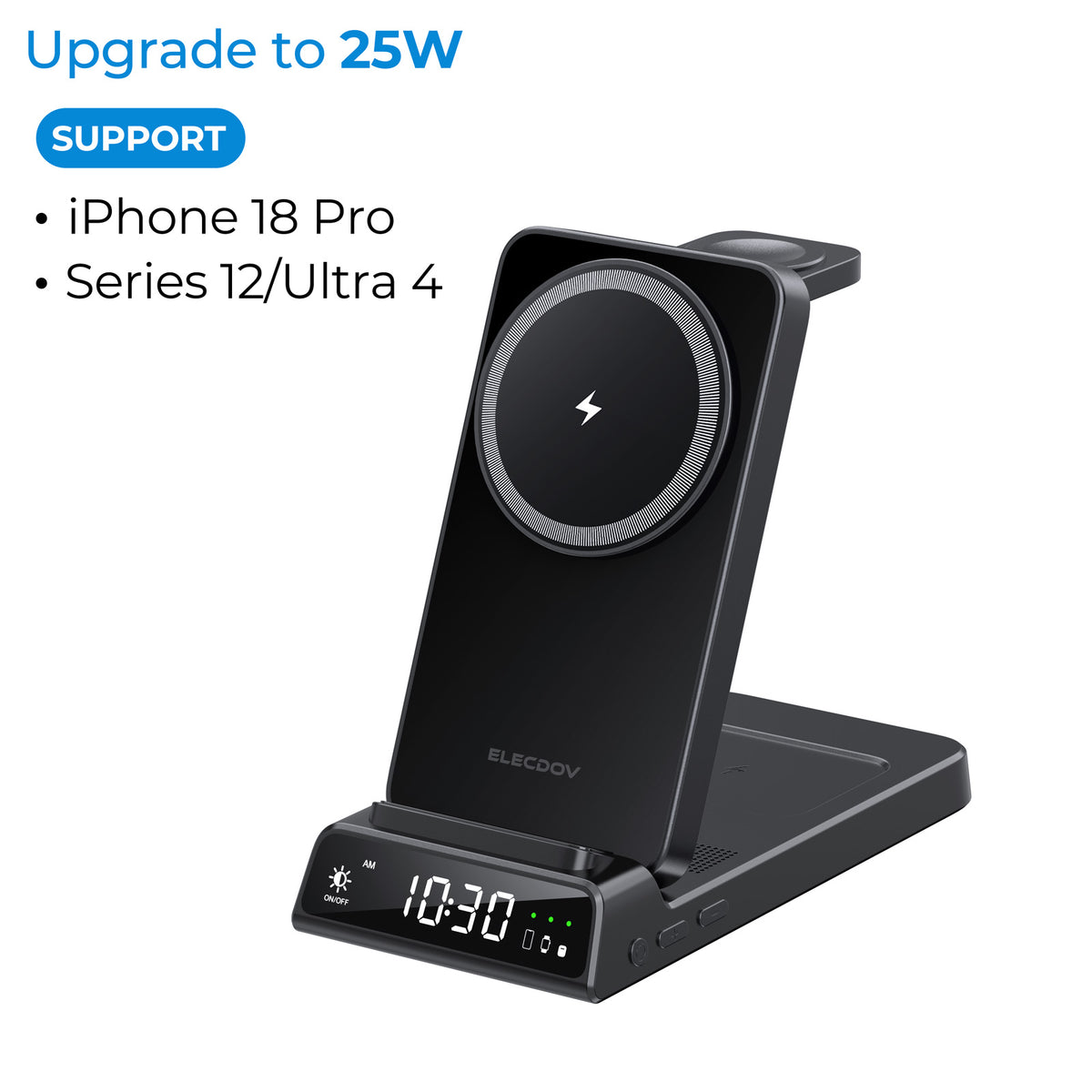 Elecdov CE19A-CF 3 In 1 Magnetic Charging Station for Apple,Includes Charger Plug