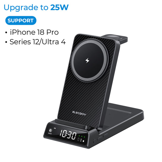 Elecdov CE19A-CF 3 In 1 Magnetic Charging Station for Apple,Includes Charger Plug