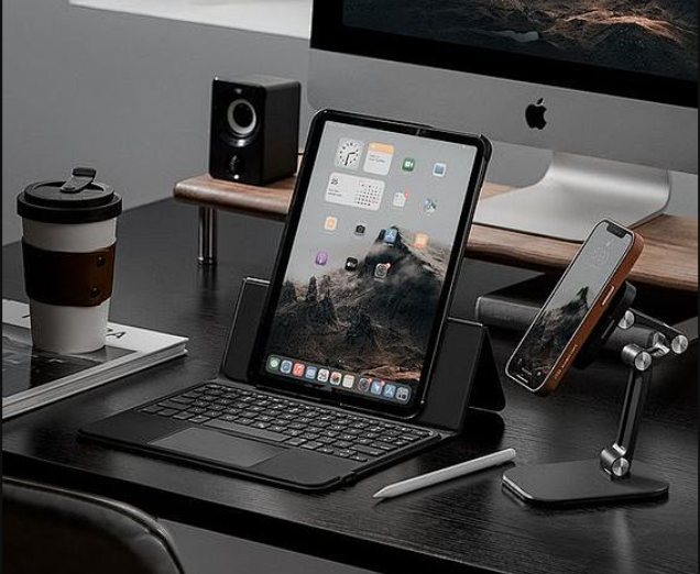 Minimalist Desk Setup with Wireless Charging