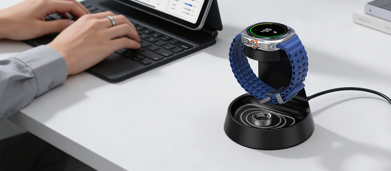 Smartwatch Charging Desk Productivity